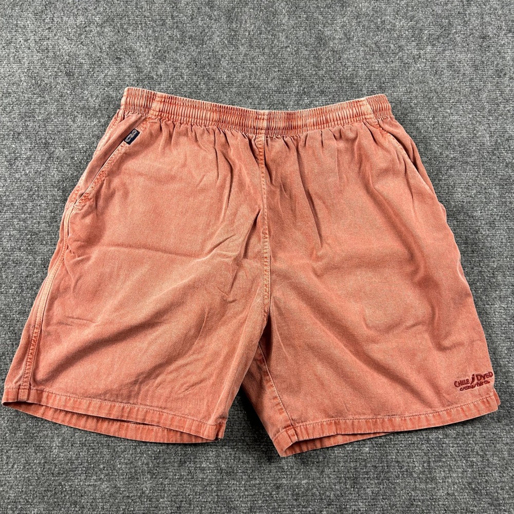 Crazy Shirts Shorts Mens XL Orange Chile Dyed Hawaii Elastic Waist Cotton Beach